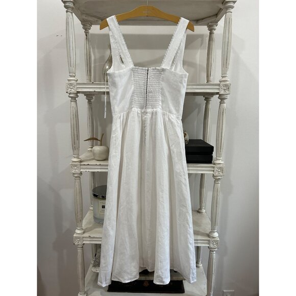 Reformation Tagliatelle Linen Dress In White Size 8 - Picture 10 of 10